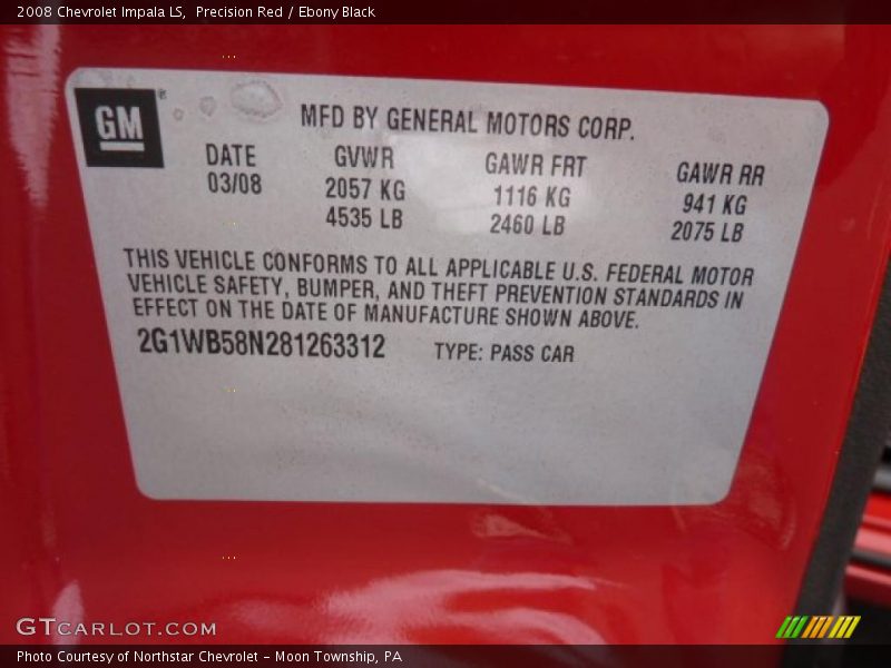 Precision Red / Ebony Black 2008 Chevrolet Impala LS