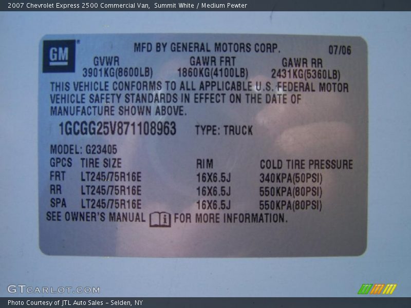 Summit White / Medium Pewter 2007 Chevrolet Express 2500 Commercial Van