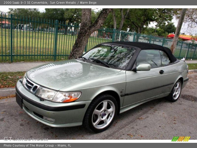 Sun Green Metallic / Warm Beige 2000 Saab 9-3 SE Convertible