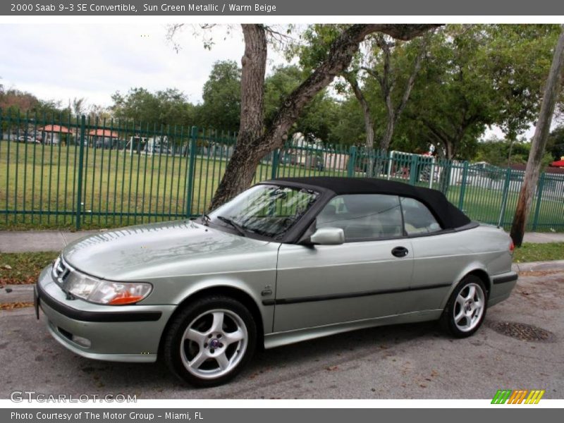 Sun Green Metallic / Warm Beige 2000 Saab 9-3 SE Convertible