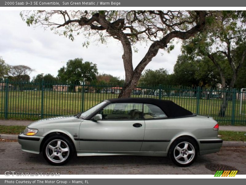 Sun Green Metallic / Warm Beige 2000 Saab 9-3 SE Convertible