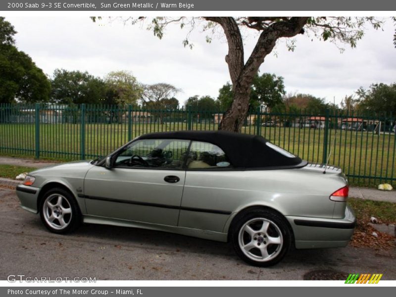 Sun Green Metallic / Warm Beige 2000 Saab 9-3 SE Convertible