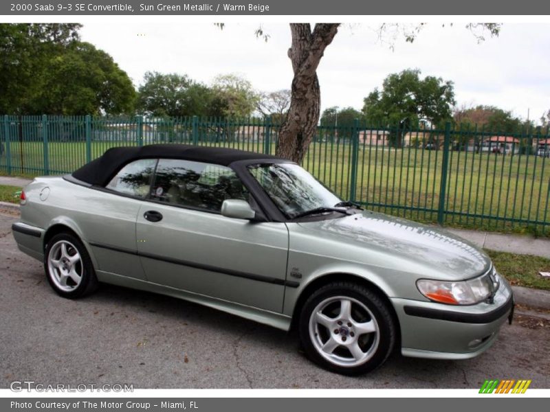 Sun Green Metallic / Warm Beige 2000 Saab 9-3 SE Convertible