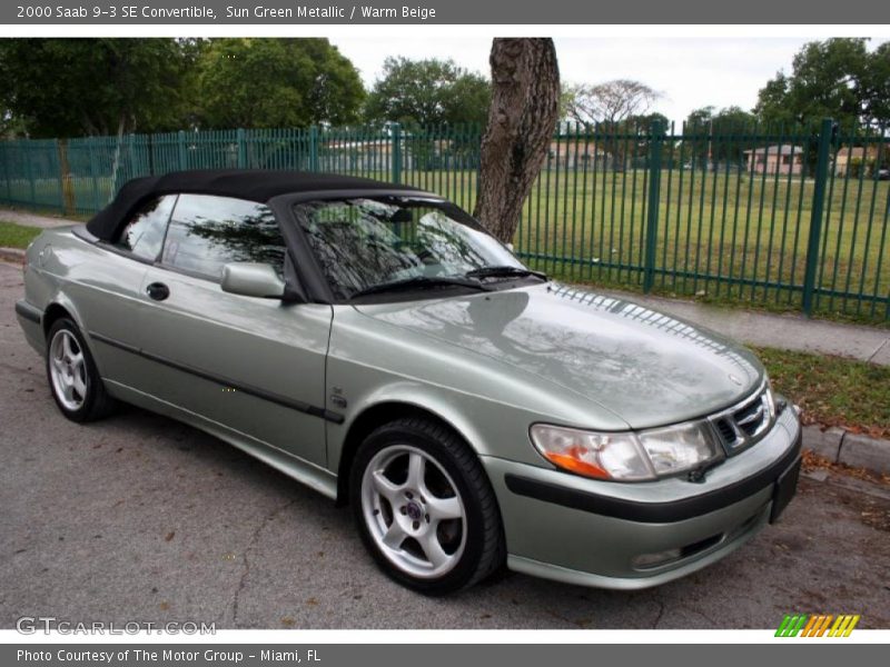 Sun Green Metallic / Warm Beige 2000 Saab 9-3 SE Convertible