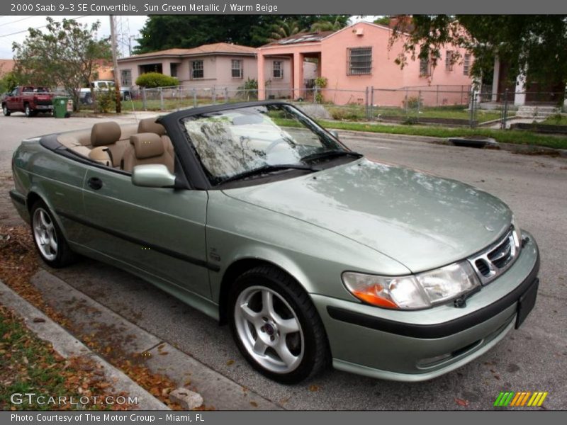 Sun Green Metallic / Warm Beige 2000 Saab 9-3 SE Convertible