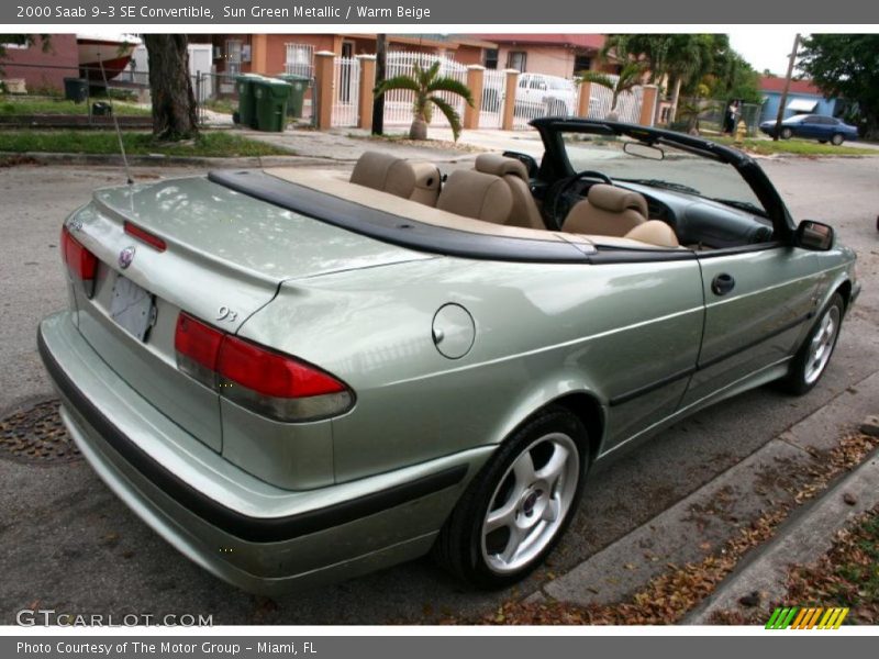 Sun Green Metallic / Warm Beige 2000 Saab 9-3 SE Convertible