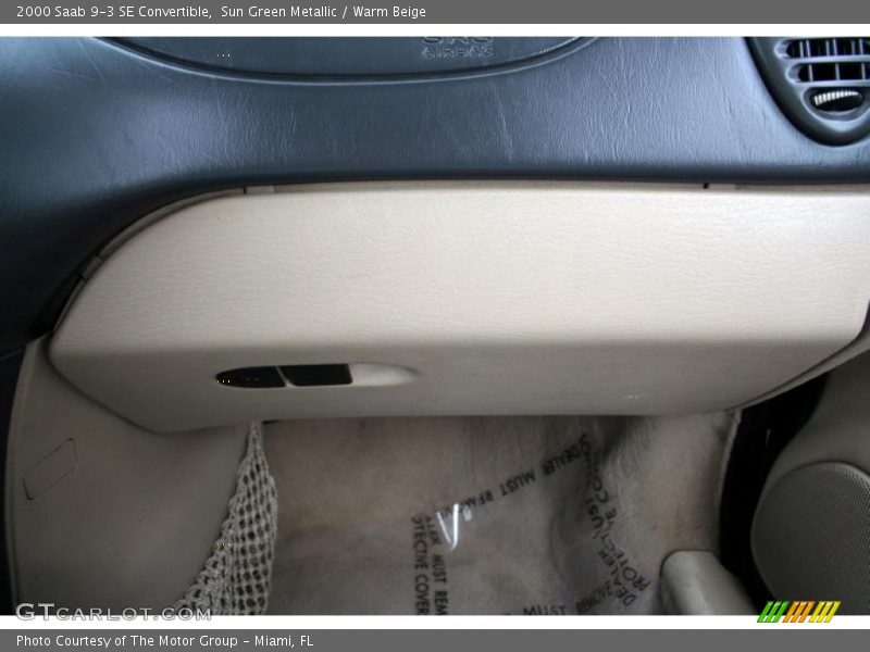 Sun Green Metallic / Warm Beige 2000 Saab 9-3 SE Convertible