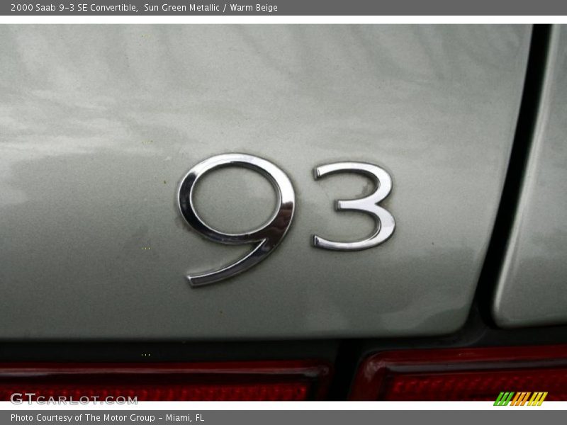 Sun Green Metallic / Warm Beige 2000 Saab 9-3 SE Convertible