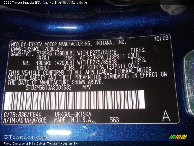 Nautical Blue Mica / Sand Beige 2010 Toyota Sequoia SR5