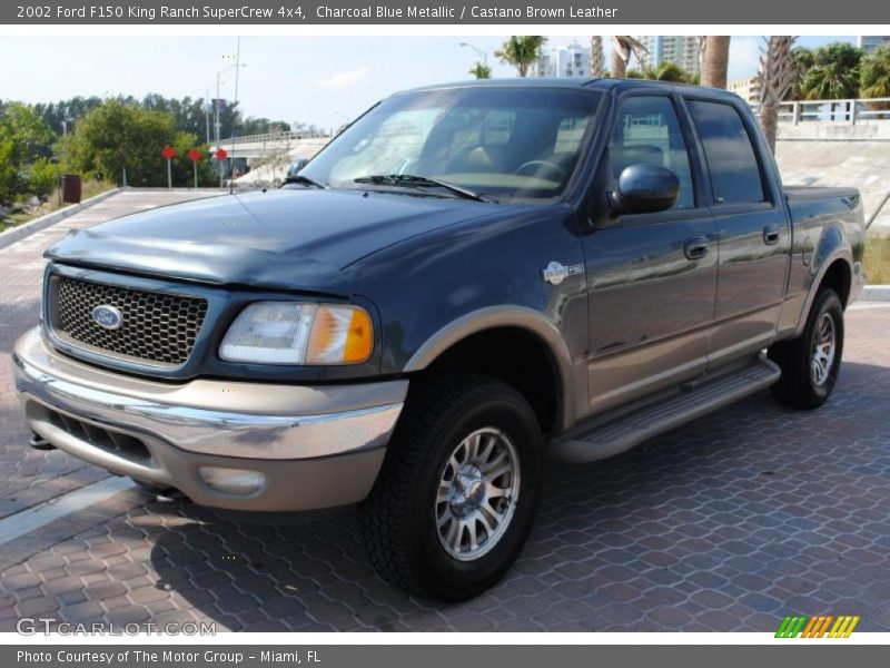 Charcoal Blue Metallic / Castano Brown Leather 2002 Ford F150 King Ranch SuperCrew 4x4