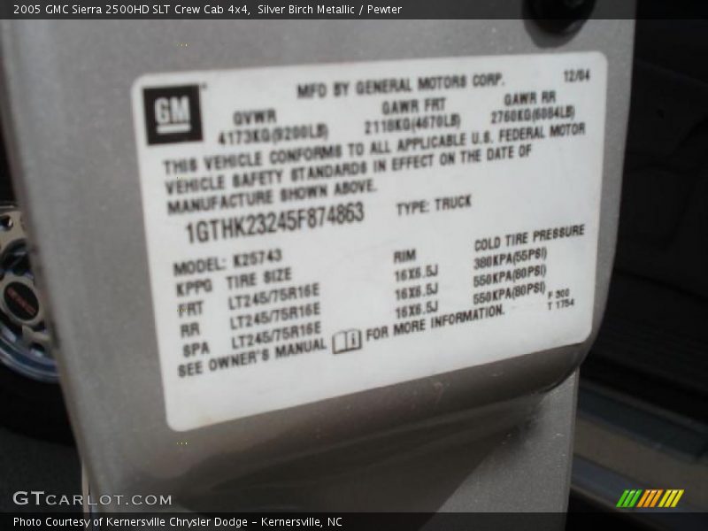 Silver Birch Metallic / Pewter 2005 GMC Sierra 2500HD SLT Crew Cab 4x4