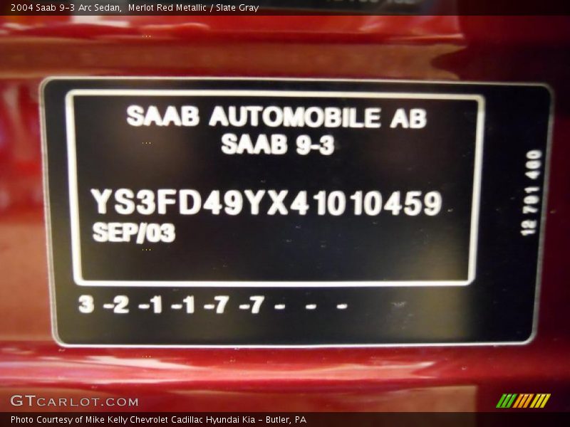 Merlot Red Metallic / Slate Gray 2004 Saab 9-3 Arc Sedan