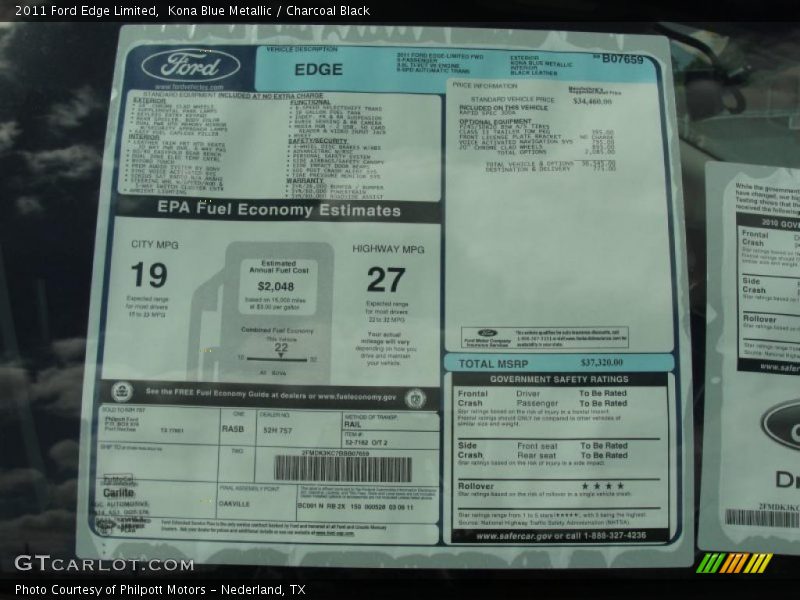  2011 Edge Limited Window Sticker