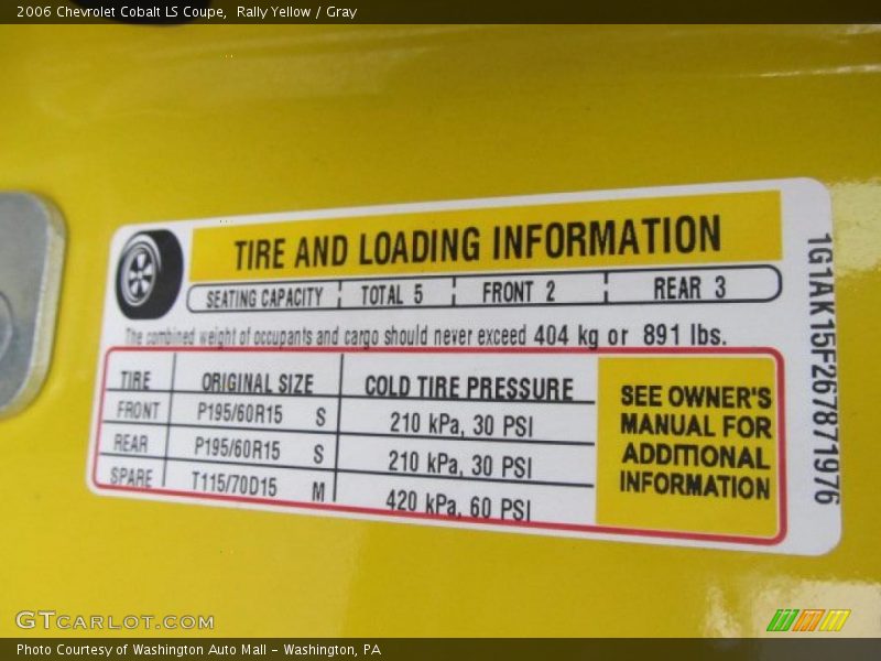 Rally Yellow / Gray 2006 Chevrolet Cobalt LS Coupe