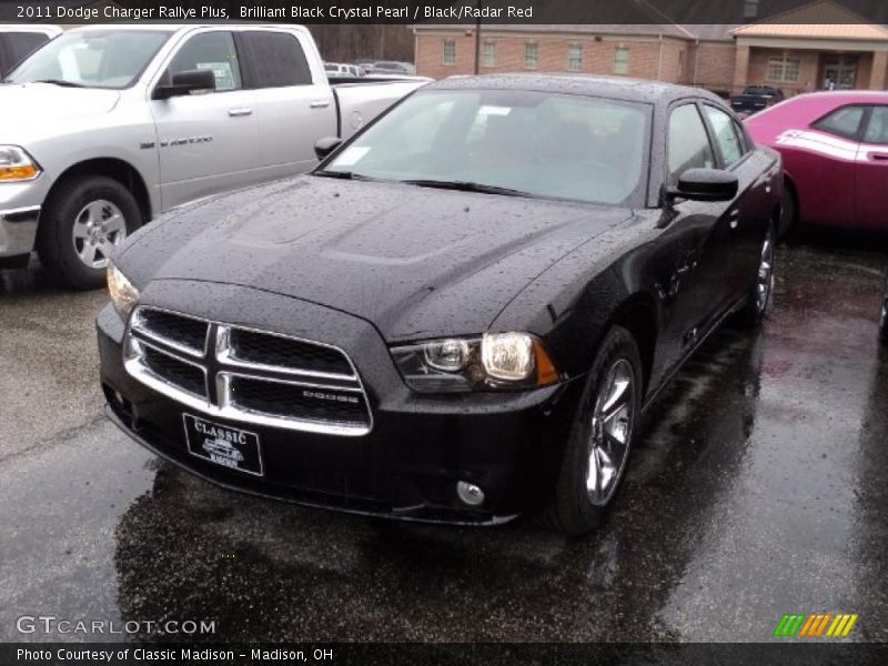 Brilliant Black Crystal Pearl / Black/Radar Red 2011 Dodge Charger Rallye Plus