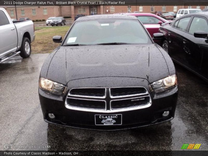 Brilliant Black Crystal Pearl / Black/Radar Red 2011 Dodge Charger Rallye Plus