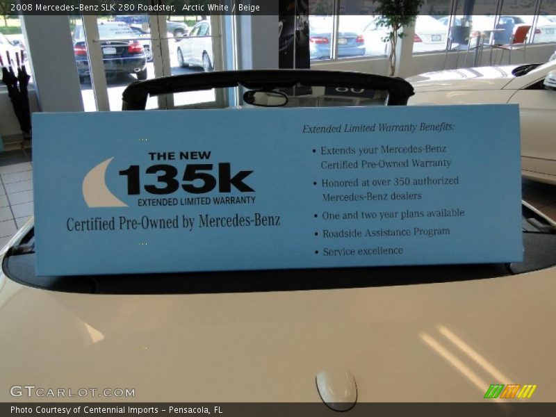 Arctic White / Beige 2008 Mercedes-Benz SLK 280 Roadster
