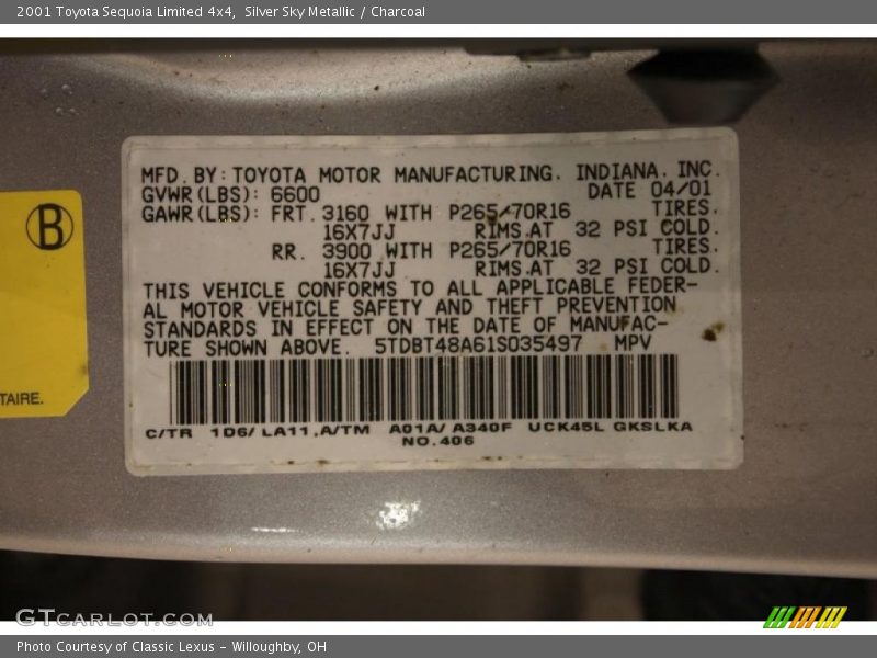 Silver Sky Metallic / Charcoal 2001 Toyota Sequoia Limited 4x4