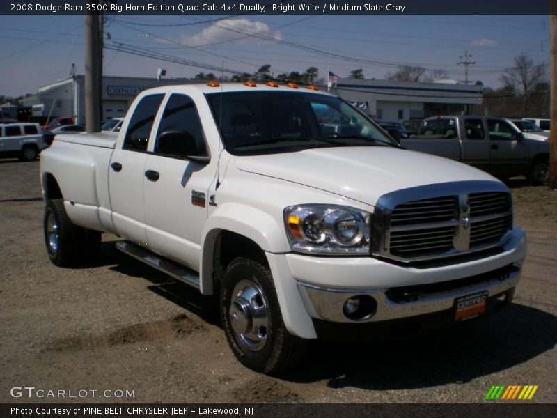Bright White / Medium Slate Gray 2008 Dodge Ram 3500 Big Horn Edition Quad Cab 4x4 Dually