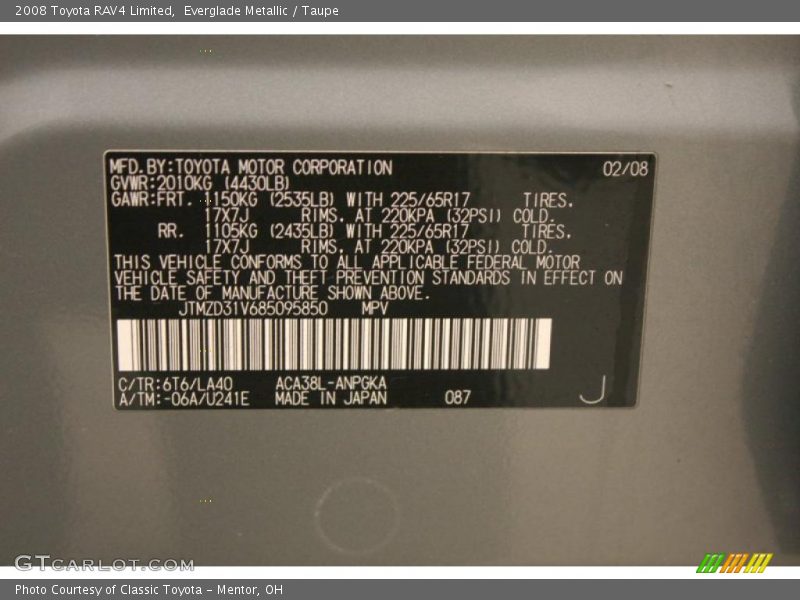 Everglade Metallic / Taupe 2008 Toyota RAV4 Limited