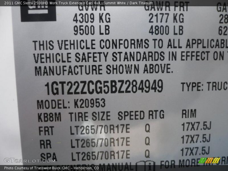 Summit White / Dark Titanium 2011 GMC Sierra 2500HD Work Truck Extended Cab 4x4