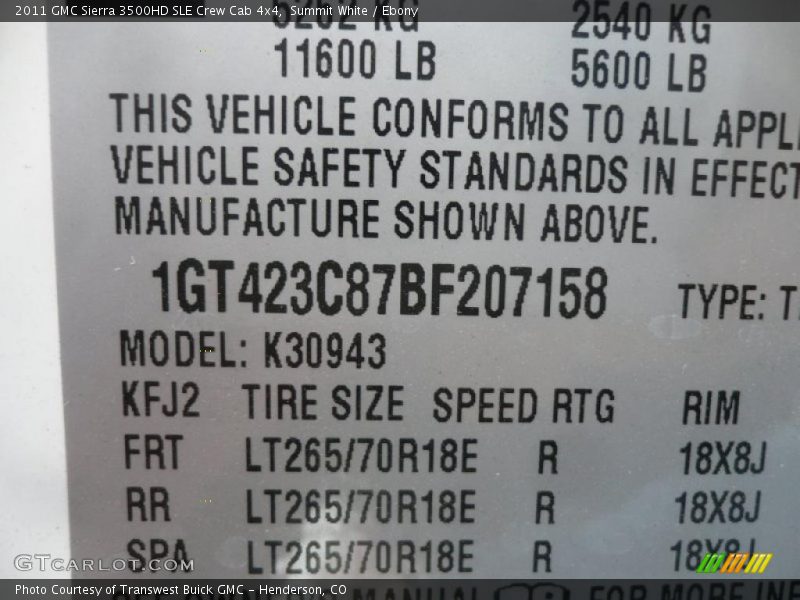 Summit White / Ebony 2011 GMC Sierra 3500HD SLE Crew Cab 4x4