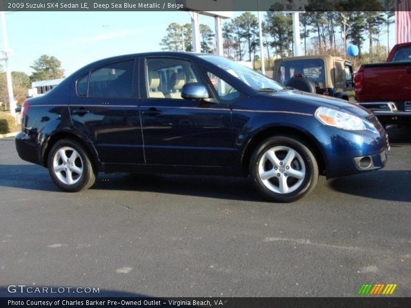 Deep Sea Blue Metallic / Beige 2009 Suzuki SX4 Sedan LE