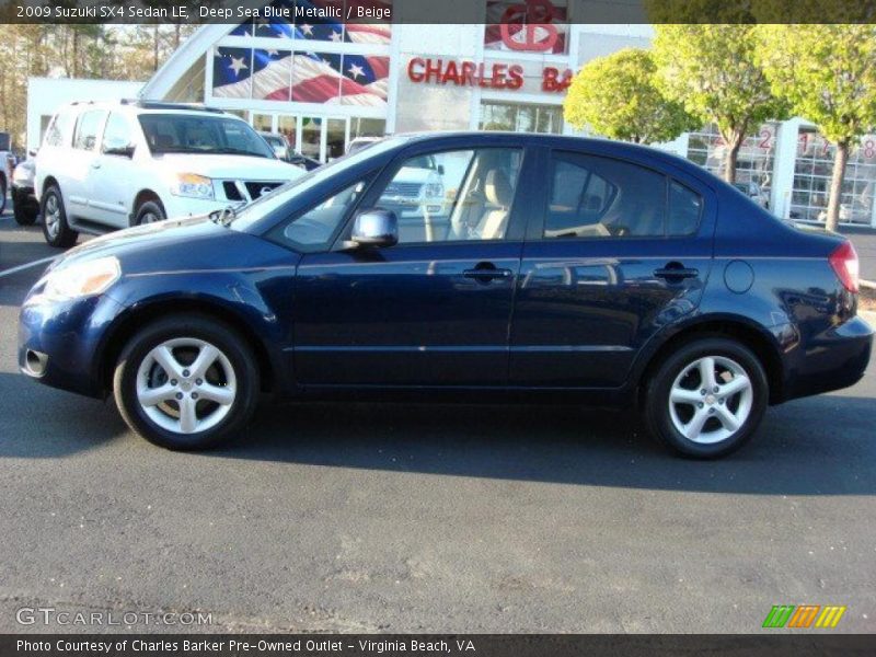 Deep Sea Blue Metallic / Beige 2009 Suzuki SX4 Sedan LE