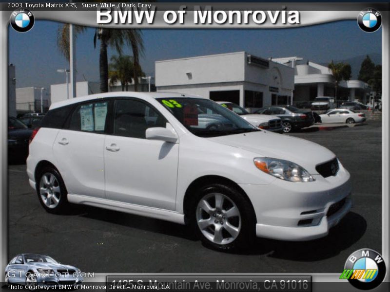 Super White / Dark Gray 2003 Toyota Matrix XRS
