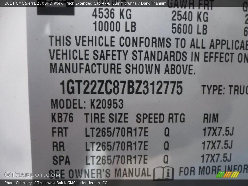 Summit White / Dark Titanium 2011 GMC Sierra 2500HD Work Truck Extended Cab 4x4