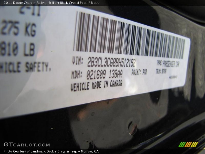 Brilliant Black Crystal Pearl / Black 2011 Dodge Charger Rallye