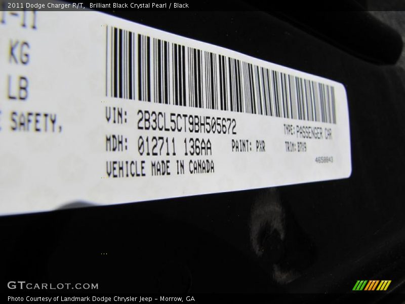Brilliant Black Crystal Pearl / Black 2011 Dodge Charger R/T