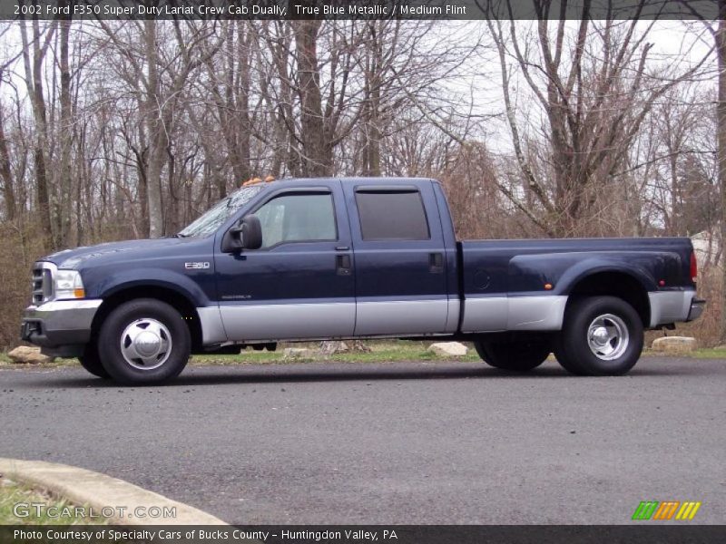 True Blue Metallic / Medium Flint 2002 Ford F350 Super Duty Lariat Crew Cab Dually