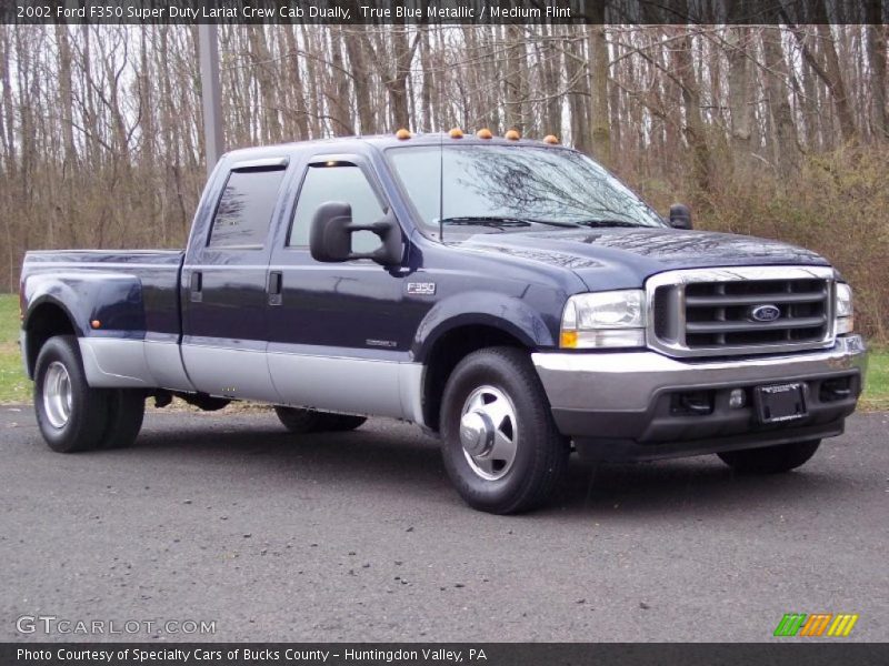True Blue Metallic / Medium Flint 2002 Ford F350 Super Duty Lariat Crew Cab Dually