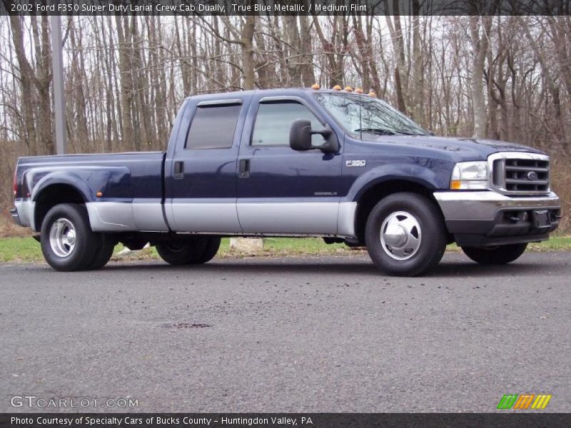 True Blue Metallic / Medium Flint 2002 Ford F350 Super Duty Lariat Crew Cab Dually