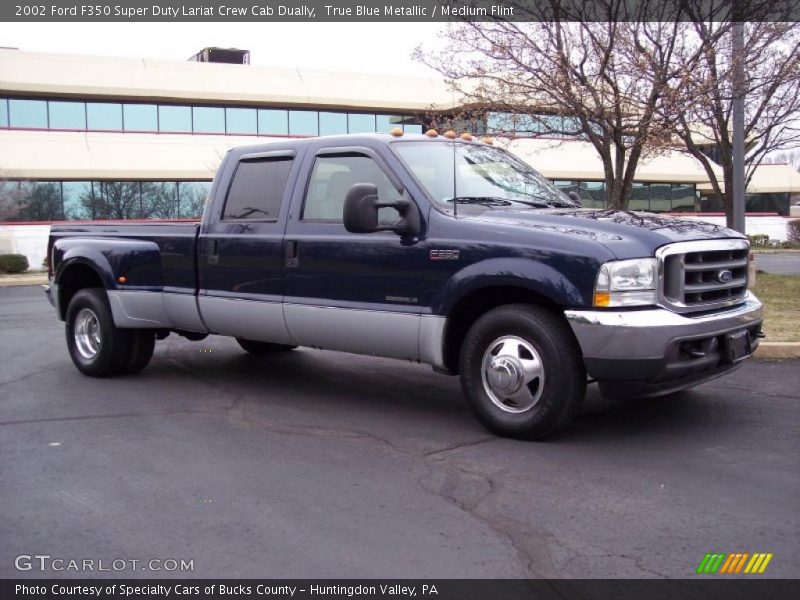 True Blue Metallic / Medium Flint 2002 Ford F350 Super Duty Lariat Crew Cab Dually