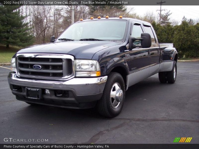 True Blue Metallic / Medium Flint 2002 Ford F350 Super Duty Lariat Crew Cab Dually