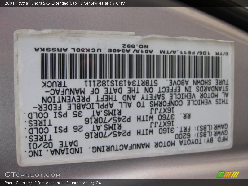 Silver Sky Metallic / Gray 2001 Toyota Tundra SR5 Extended Cab
