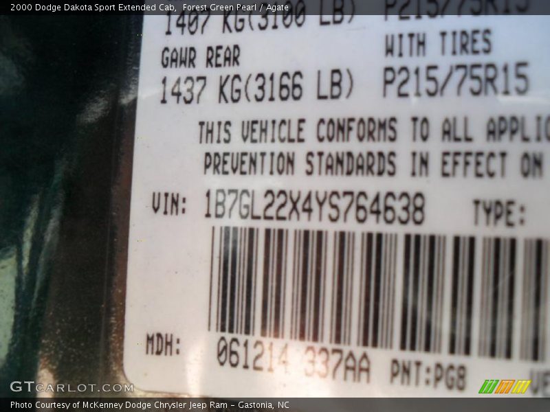 Forest Green Pearl / Agate 2000 Dodge Dakota Sport Extended Cab