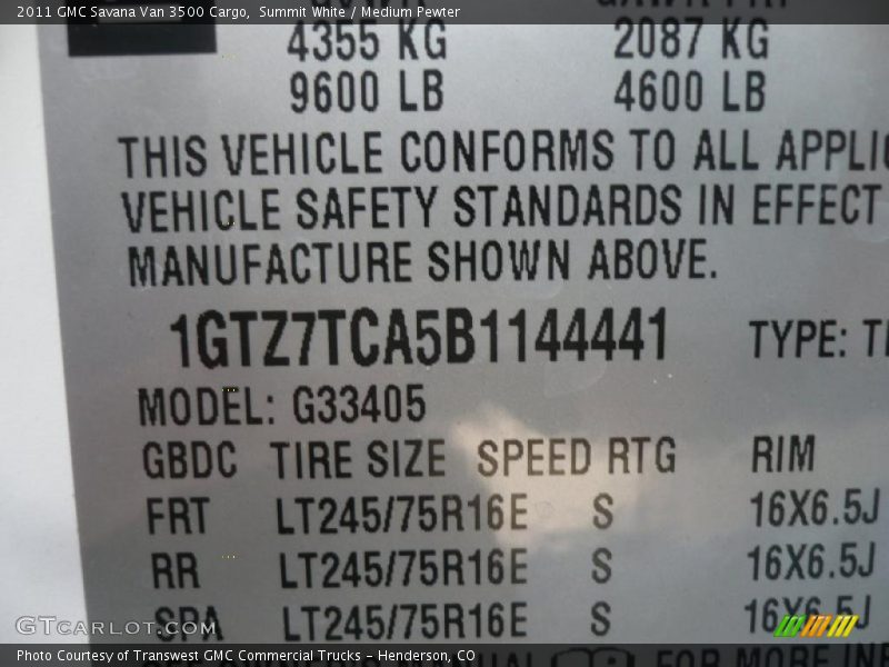 Summit White / Medium Pewter 2011 GMC Savana Van 3500 Cargo