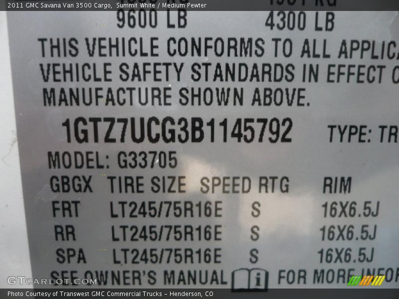 Summit White / Medium Pewter 2011 GMC Savana Van 3500 Cargo