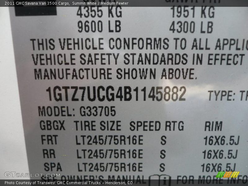 Summit White / Medium Pewter 2011 GMC Savana Van 3500 Cargo