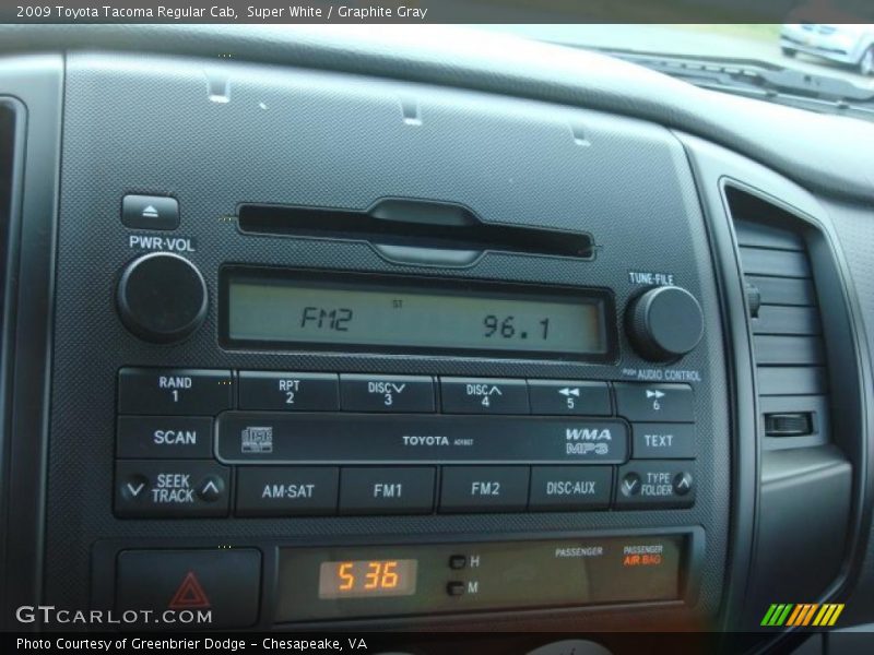 Super White / Graphite Gray 2009 Toyota Tacoma Regular Cab