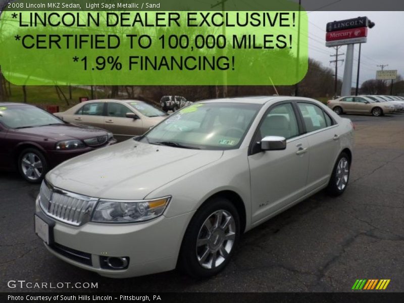 Light Sage Metallic / Sand 2008 Lincoln MKZ Sedan