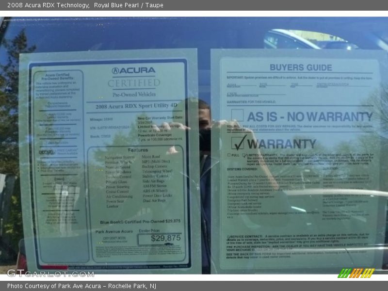 Royal Blue Pearl / Taupe 2008 Acura RDX Technology