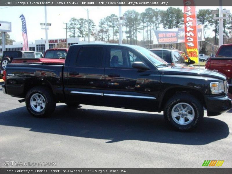 Brilliant Black / Dark Slate Gray/Medium Slate Gray 2008 Dodge Dakota Laramie Crew Cab 4x4