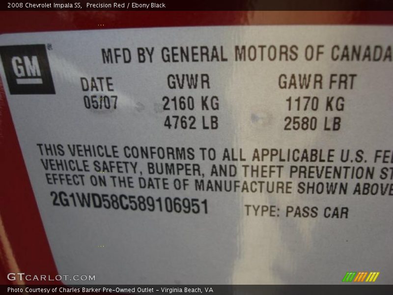 Precision Red / Ebony Black 2008 Chevrolet Impala SS