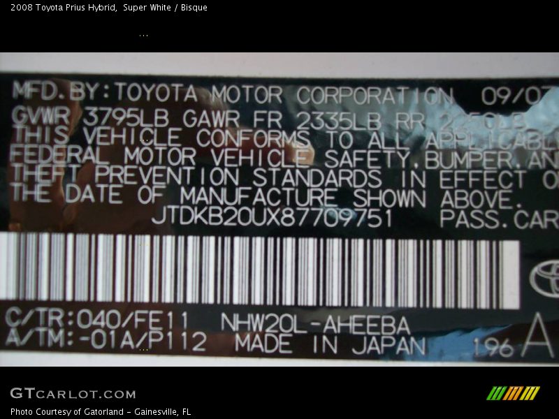 Super White / Bisque 2008 Toyota Prius Hybrid