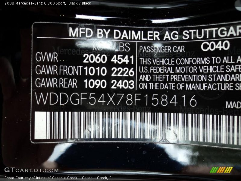 Black / Black 2008 Mercedes-Benz C 300 Sport