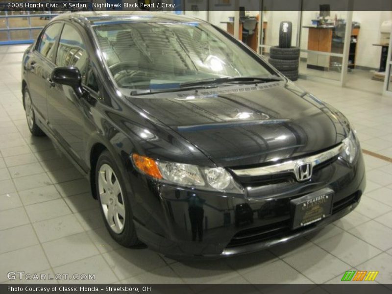 Nighthawk Black Pearl / Gray 2008 Honda Civic LX Sedan